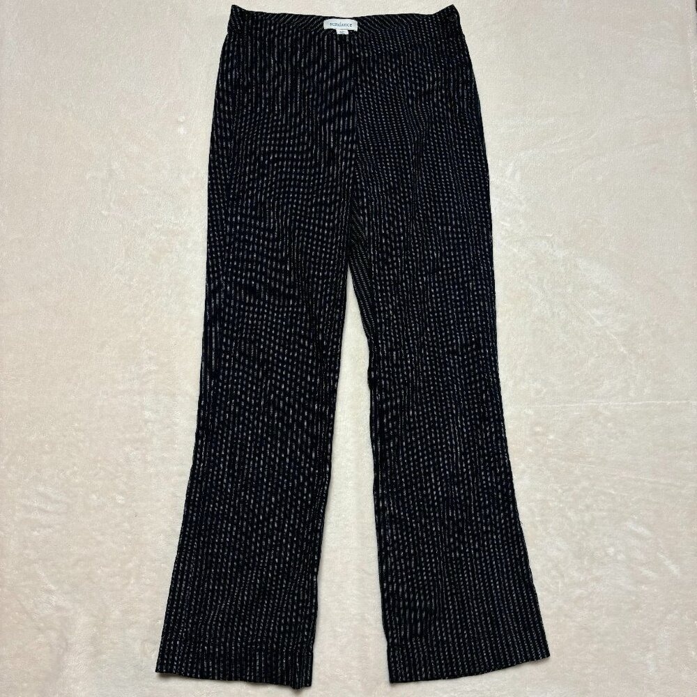 Sundance Womens Sierra Straight Leg Linen Pants Size 6 Black‎ White Pinstripe